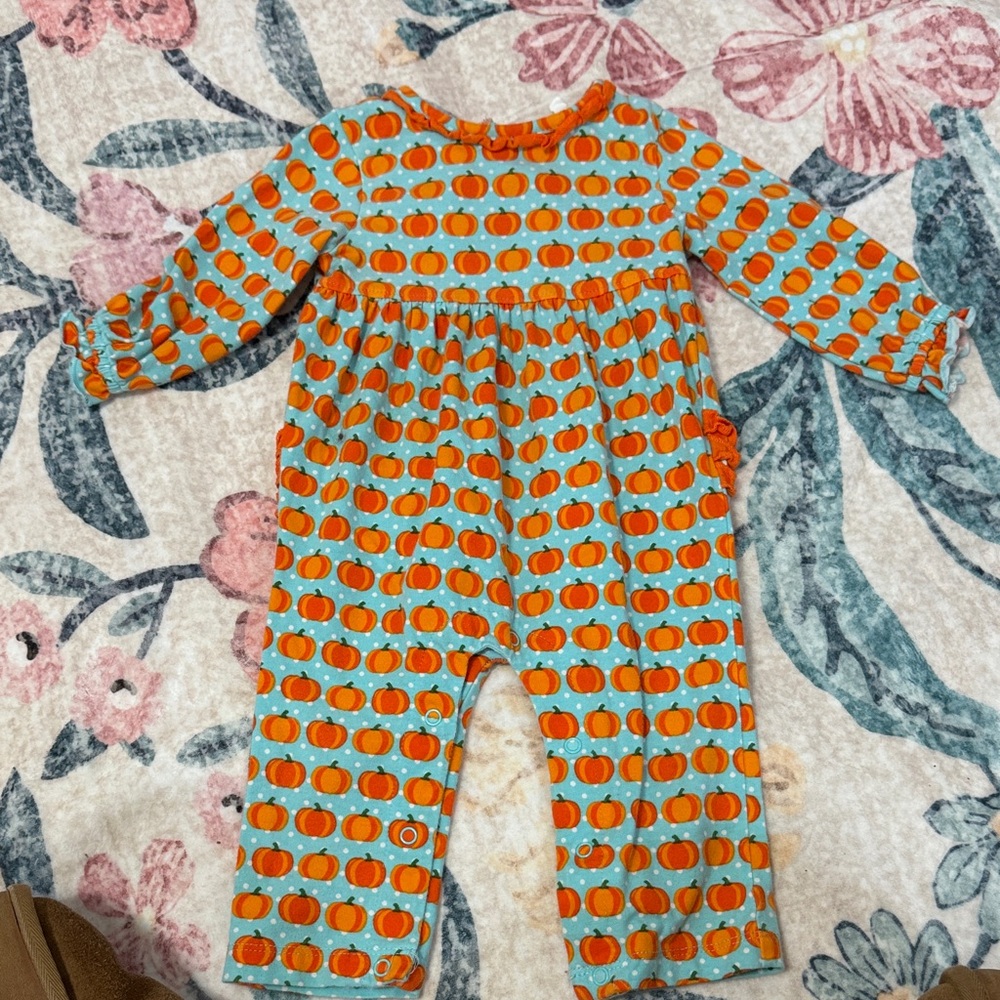 Charming Pumpkin Print Kids Footie